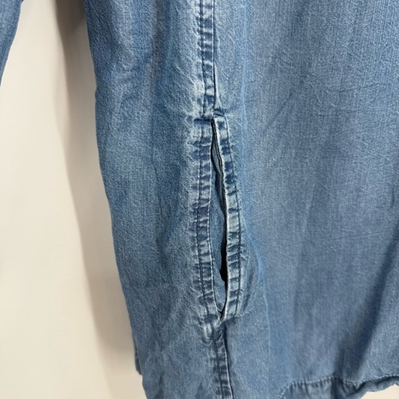 J Jill Womens Denim Chambray Tunic Pockets Size XL Jean Shirt Tunic Collared - Picture 7 of 13